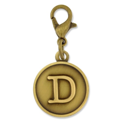 Dije inicial antiguo del alfabeto con letra D de oro y plata de PinMart - Imagen 2 de 5