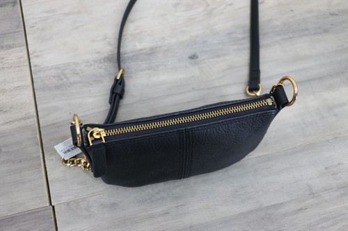 Fossil Jolie Mini Bag Crossbody Shoulder Purse Cow Hide Soft Leather Black Gold - Picture 5 of 7
