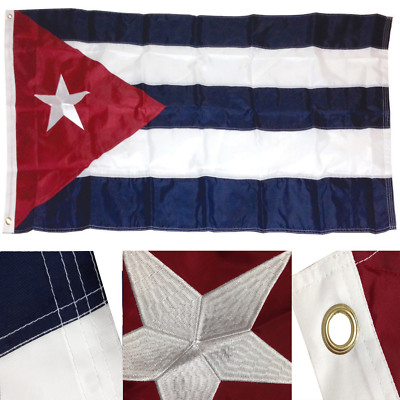 3x5 Embroidered Cuba Cuban 210D Sewn Nylon Flag 3'x5' Grommets HEAVY DUTY