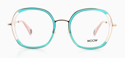 WOOW Brille Pop Up 2 Rund Oversize Türkis Transparent 70s Retro Chic Face a Face
