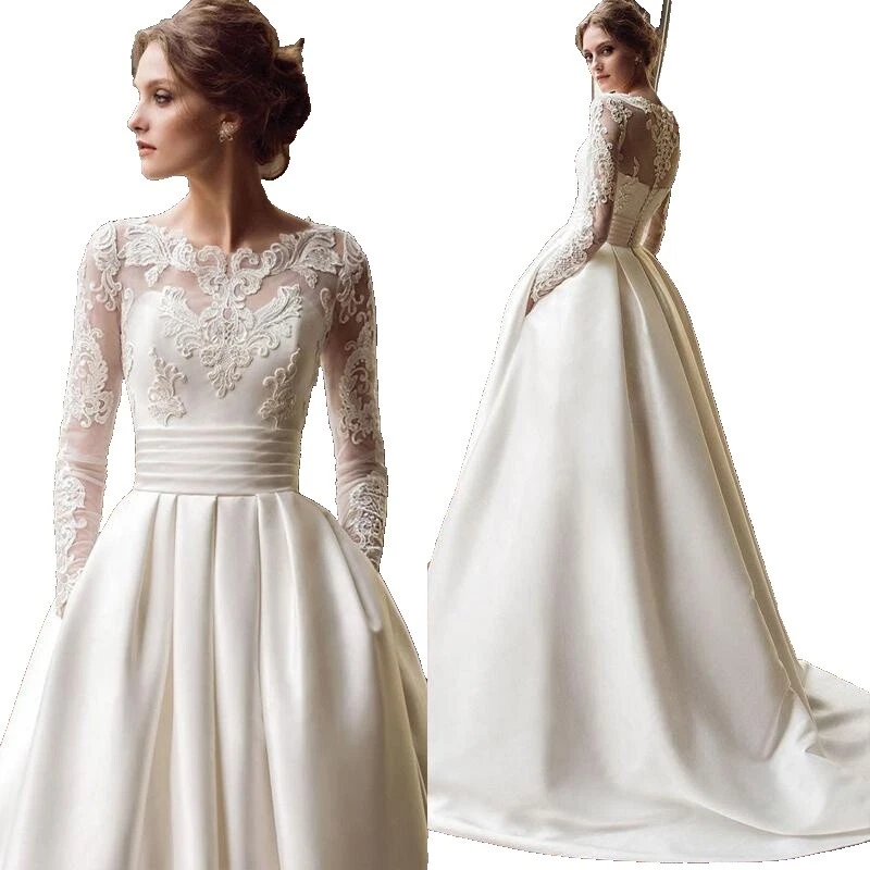 Long Sleeve Lace Ball Gowns Wedding Dresses