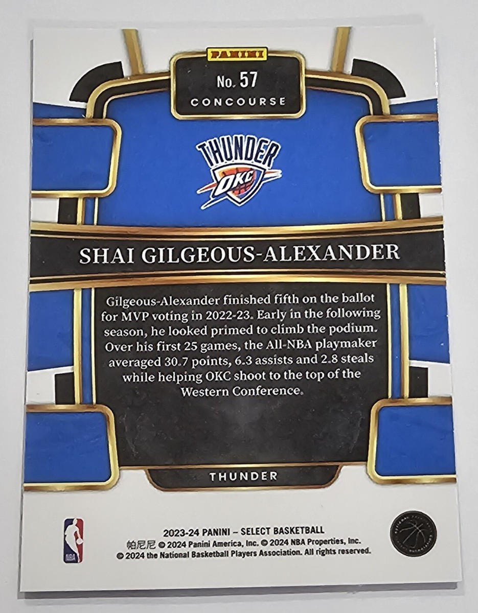 2023-24 Panini Select Card #57 Shai Gilgeous-Alexander Oklahoma