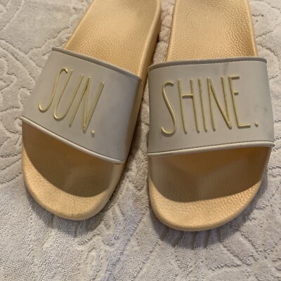 RAE DUNN ''SUN SHINE'' POOL SLIDE SANDAL  Slip on SIZE 8
