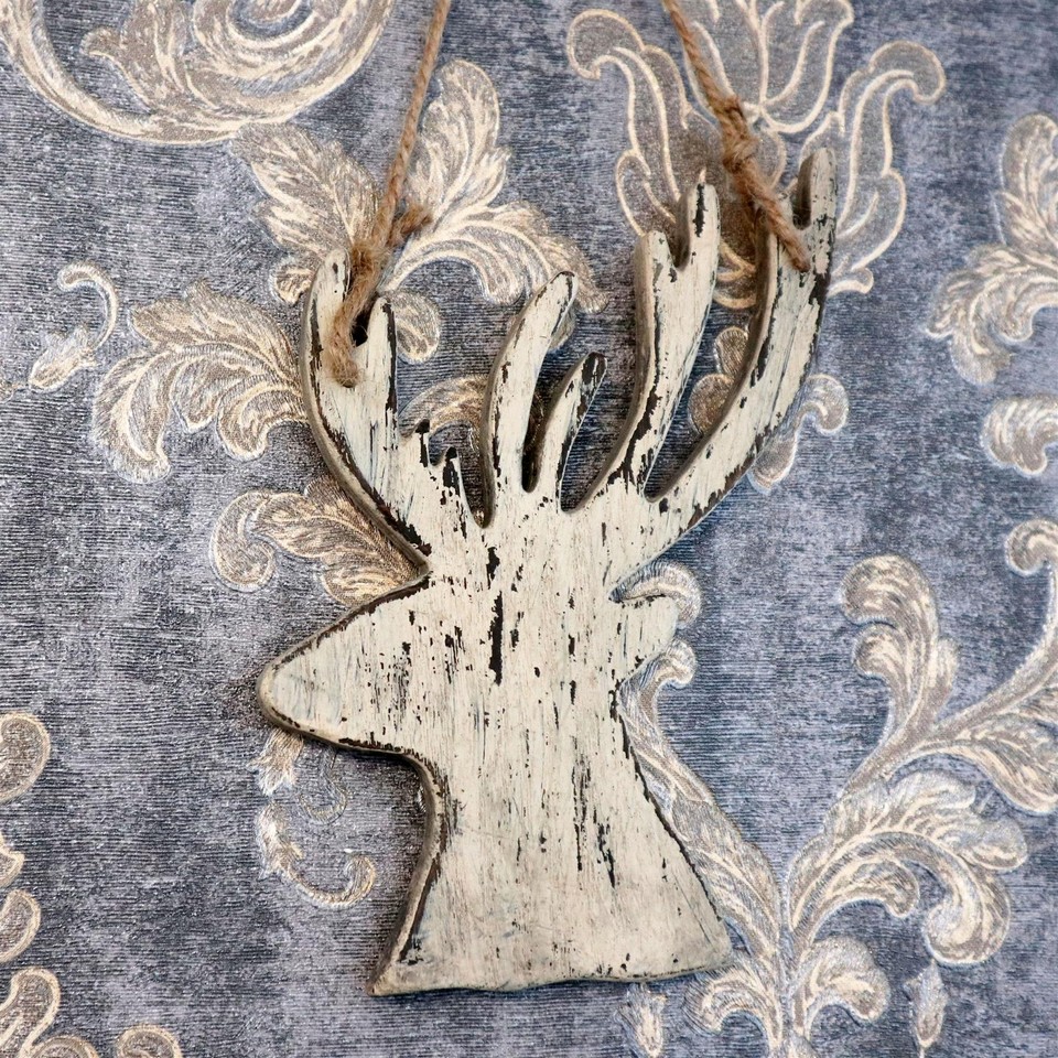 Christmas Hanging Wooden Cream Side Face Deer Wall Decoration Home