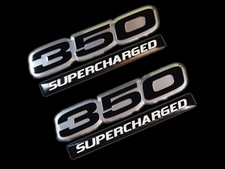 Vms 2 Chevy Supercharged 350 Cubic Inch Engine Aluminum Emblems Black Chrome Sbc