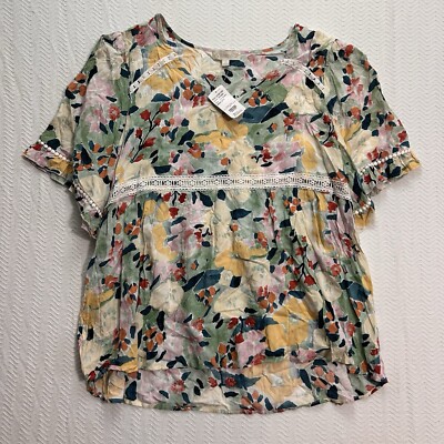 Weekend By Suzanne Betro Floral Tunic Size 3X New With Tags Lace Trim