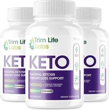 (3 Pack) Trim Life Keto Advanced Weight Loss Supplement Ketosis Pills (180...
