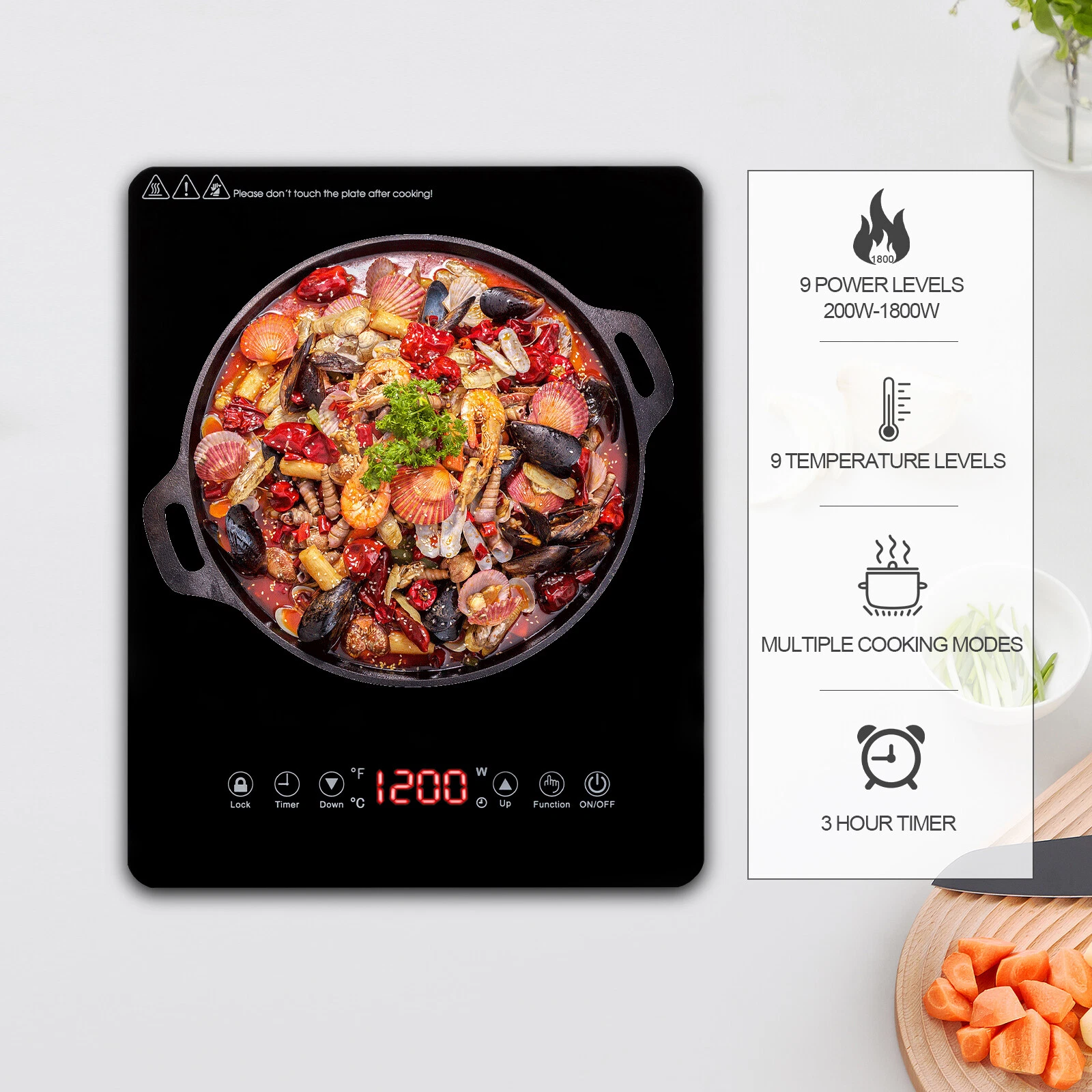 Induction Cooker Cooktop Burner Portable Cooking Stove Touch Control