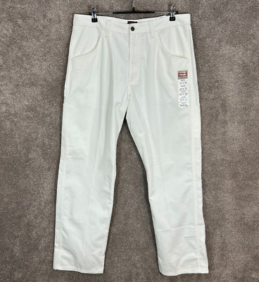 Wrangler Pants Mens 36x32 White Painter Cargo Carpenter Relaxed Fit Workwear
