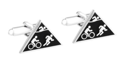 Sport Triathlon Manschettenknöpfe schwarz silbern + Geschenkbox MM0880