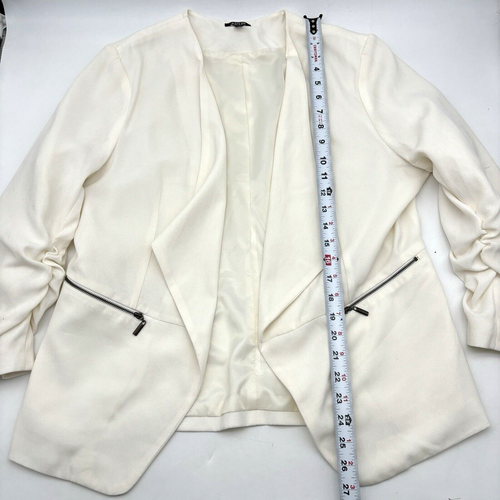 Apt. 9 White Polyester Open Front Ruched 3/4 Sleeve Casual Blazer Size 16 - Picture 8 of 10