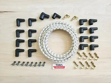 8mm Universal Cloth Covered Spark Plug Wire Kit Set Vintage Wires v6 v8 White Bk