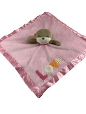 Carters Pink Baby Lovey Rattle Plush Love Security Blanket Satin Underside