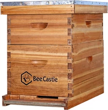 10-Frames Complete Beehive Kit with Beeswax Coated Frames and Foundation Sheet
