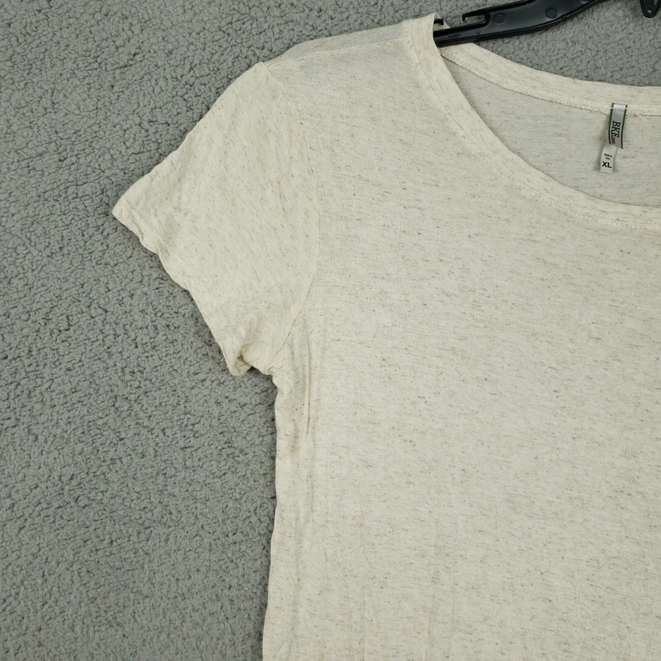 Camiseta BKE Core Tops Mujer XL Avena Brezo Moteado Mezcla de Lino Manga Corta Foto 4 de 4