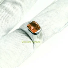 Natural Citrine Gemstone with 925 Sterling Silver Ring For Men's #78