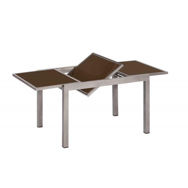 Merxx Ausziehtisch Gartentisch 120(180)X90Cm Braune Glasplatte Aluminium Graphit-image