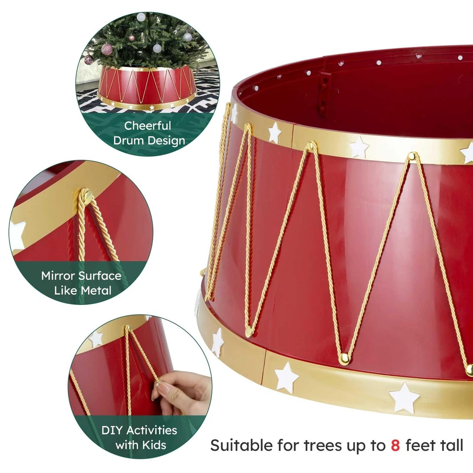 Christmas Tree Collar, 28.4" Festive Drum Design Tree Ring, Durable Plastic w... - Image 3 of 4