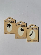 Set of 3 Pewter Lead Free Baseball Softball Cap Ball Bat Charm USA