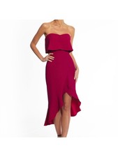 XSCAPE Womens Crepe Mermaid Sleeveless Midi Party Hi-Lo Dress