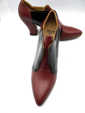 JOHN FLUEVOG Burgundy Leather  Patent Slip On Comfort Heels Size 7.5