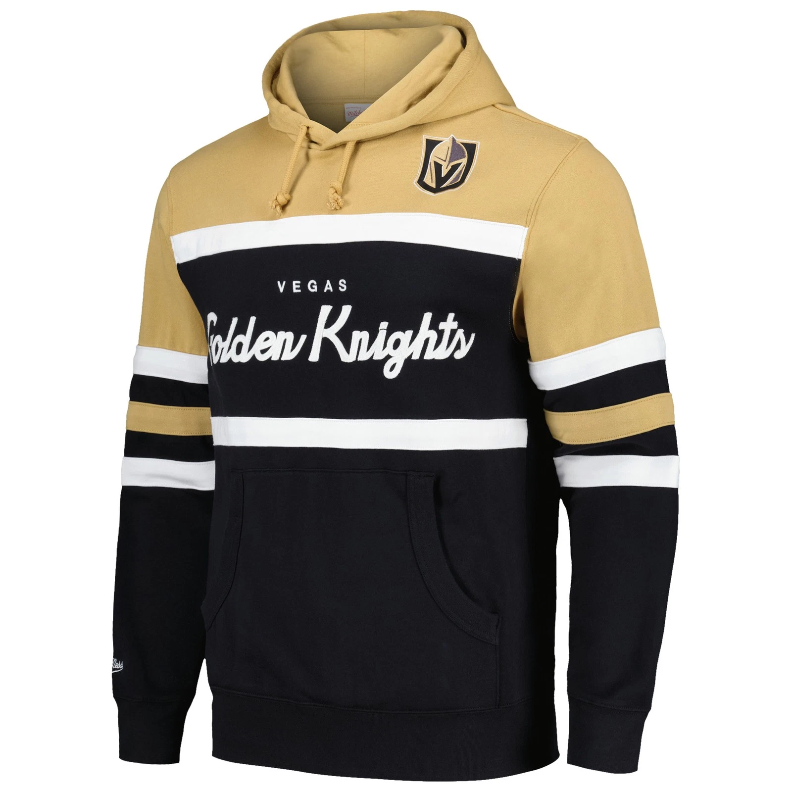 Felpa con cappuccio pullover uomo Mitchell & Ness nero oro Vegas Gol Knights Head Coach