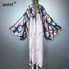 Boho Kimono Muslim Caftan Holiday Beachwear Cardigan Evening Dress Abaya Dubai L