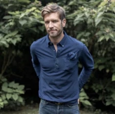 NWT OOBE Brand “Indigo Blue” Long Sleeve ‘Burnham Popover’ Shirt, Size XXL