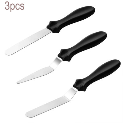 3 Stück Edelstahl Spatel Palette Messer Set Kuchen Dekoration Glatt Werkzeug Kit UK