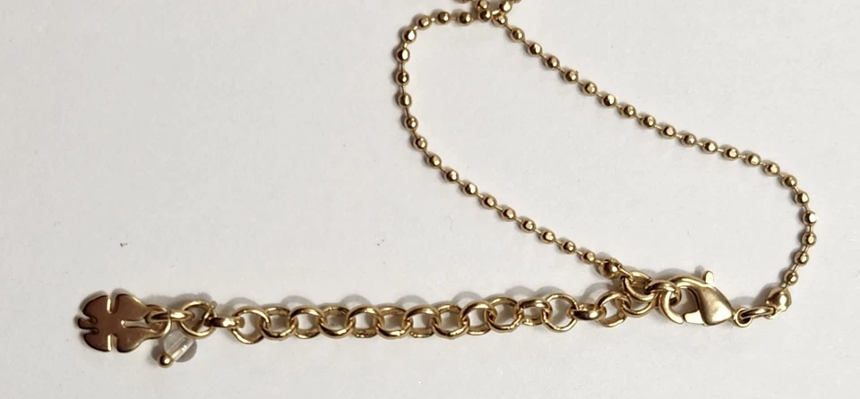 Collar Colgante Jade Fresa Marca Lucky Cadena Beadball Tono Dorado Mate Foto 4 de 4