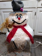 Christmas Kurt Adler 28" Collapsible Flocked Frosty the Snowman LED Decor RARE