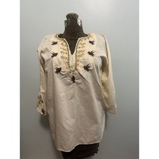Vintage Mexican cream embroidered tunic size L