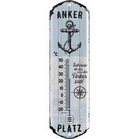Lanolu Retro Blechschild Ankerplatz Thermometer Maritime Anker Deko 8X28Cm
