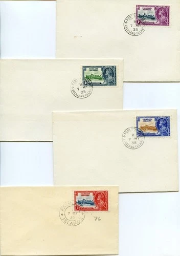 1935 SILVER JUBILEE FALKLAND IS PLAIN FDC SET 4 ON 4 CDS PMKS V.CLEAN NO ADDRESS