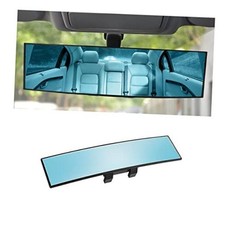 Car Rearview Mirror, 12 Inch Panoramic Wide Angle Anti-Glare, Clip on Auto Blue
