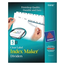 AVERY 6XVU3 PK 36 Index Tabs,5 Tabs,White 6XVU3