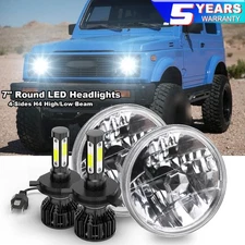 Pair 7'' inch Round LED Headlight Hi-Lo Sealed Beam For Suzuki Samurai 1986-1995