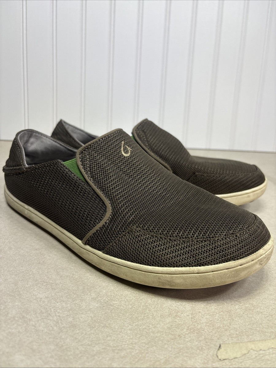 Olukai Nohea Mesh Men Sz 8.5 Dark Olive Green Slip On Shoes 10188-13AP Loafers Olukai Men main image 2