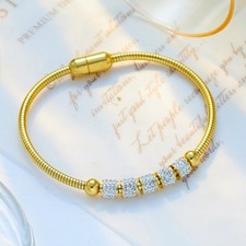 Artificial Crystal Simple Bracelet Spaced Beaded Titanium Steel Fashion Gifts