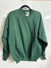Vintage 90s Ultimate Hanes Cotton Printpro Blank Green Sweatshirt - Medium NWOT
