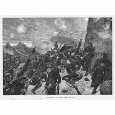 RUSSO-TURKISH WAR The Storming of Kars - Antique Print 1877