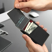 Minimalist Designer Pop-Up Wallet   Slim RFID-Blocking Aluminum ID  Credit Card