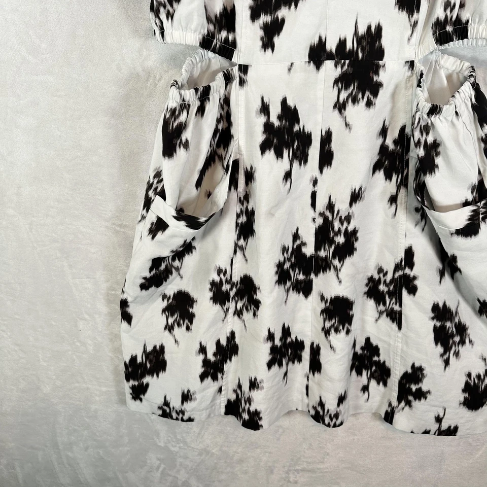 Vestido Prabal Gurung Mujer 16W Negro Blanco Abstracto Recorte Manga Abullonada Mini Foto 4 de 4