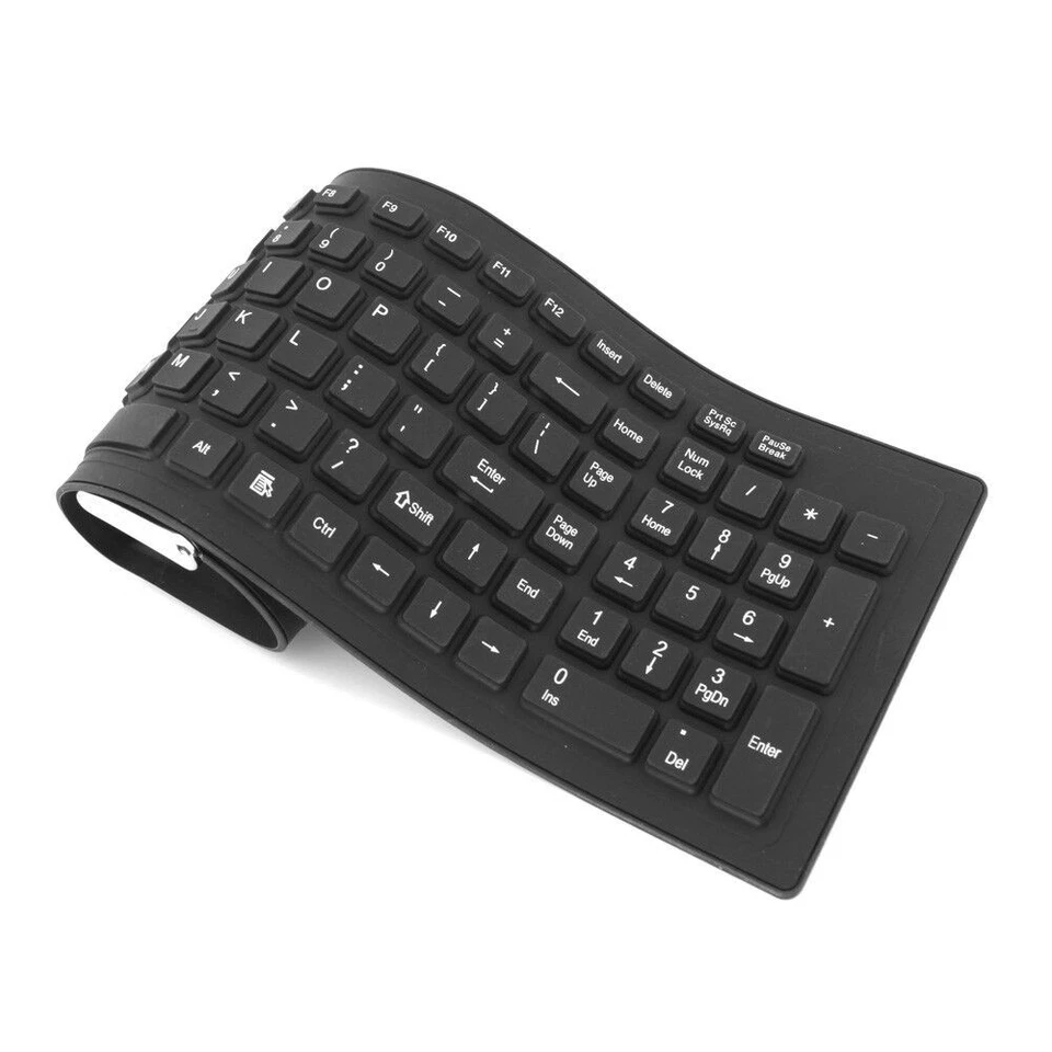 Waterproof Silicone Keyboard Foldable Flexible USB Dustproof DirtProof Full Size - Image 3 of 4