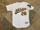 Oakland Athletics Danny Valencia Game Worn Majestic Baseball Jersey, 46, Large