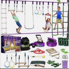 Ninja Warrior Obstacle Course for Kids Workout Equipment 2 x 55ft Slacklines UK