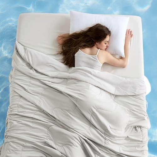Cooling Blankets for Hot Sleepers - Cold and Lightweight Full (80" x 90") Grey - Picture 1 of 6