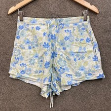 Ghanda Shorts Womens 8 Floral Multicolour Pockets Linen Blend Drawstring 8408