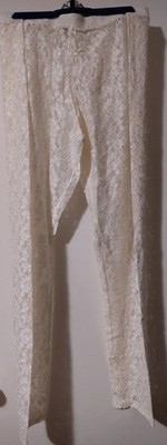 Moda International cremeweisse Spitzenleggings Gr. XL/42, Neu ohne Etikett