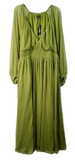 Boohoo Womens Size 18 Green Plus Chiffon Ruched Blouse Sleeve Maxi Dress 